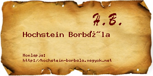 Hochstein Borbála névjegykártya